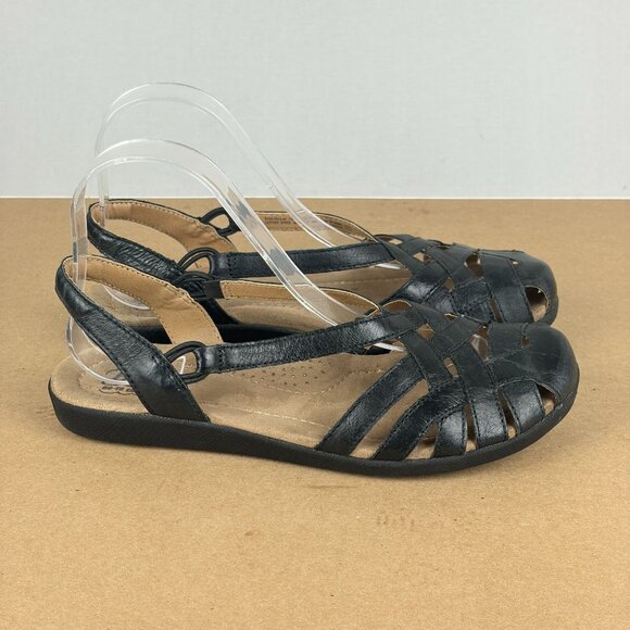 G.H. Bass Delilah Leather Sandals Womens 7.5 Black Leather Closed Toe Slingback - Picture 3 of 11